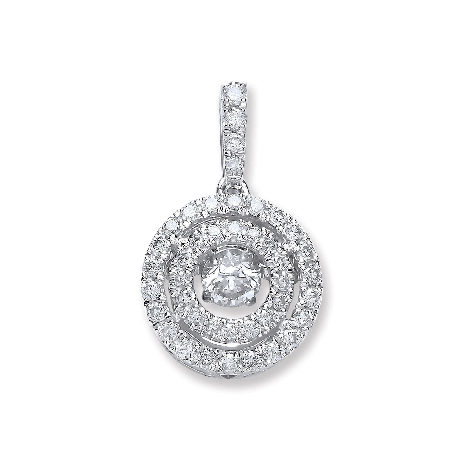 9ct White Gold 0.33ct Dancing Diamond Circle Pendant - Fine Necklace - Certified Authentic – Luxury Jewellery by Imper